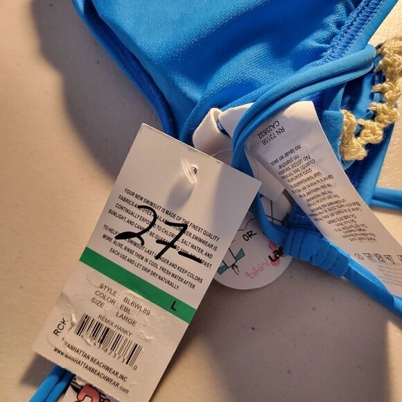 Bikini Lab aqua bikini top Large NWT - Picture 4 of 5